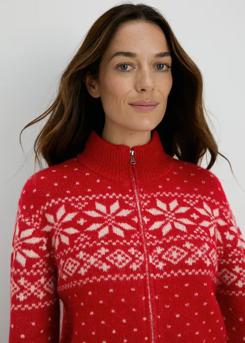 Winter Poem Red Fairisle Half Zip - XS Image 3