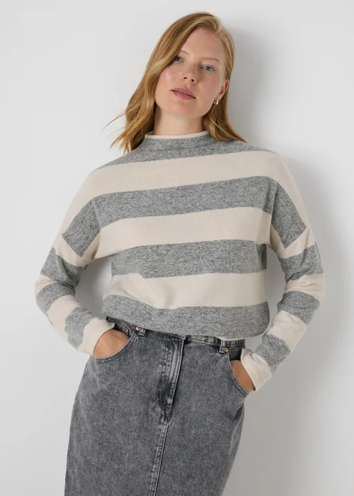 Grey Stripe Soft Touch Jumper - S Image 1