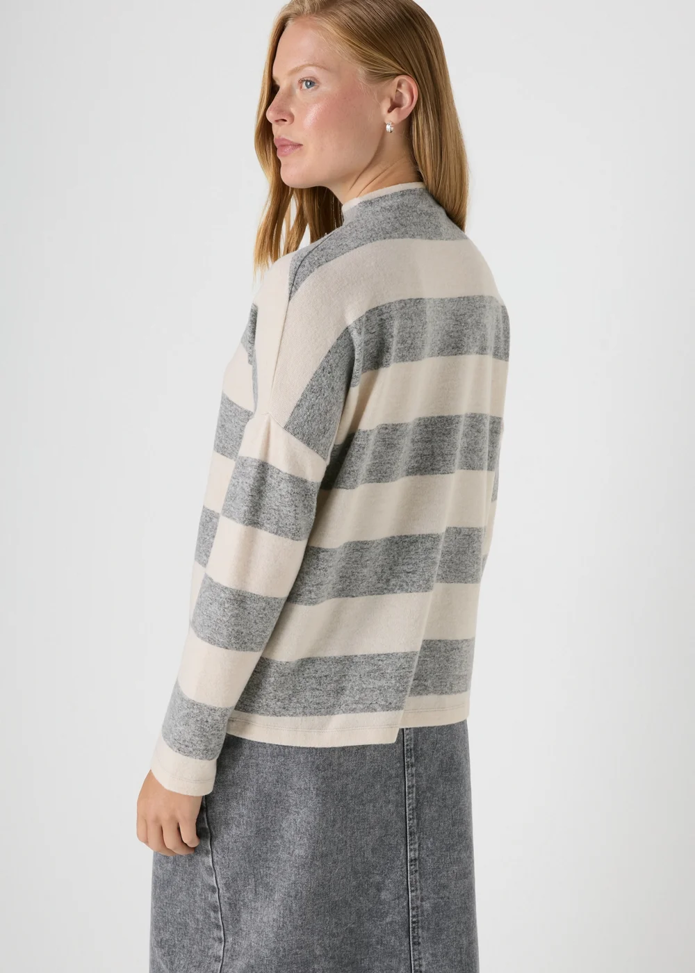 Grey Stripe Soft Touch Jumper - S Image 2
