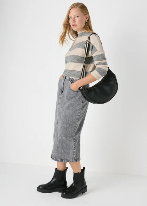 Grey Stripe Soft Touch Jumper - S Image 3