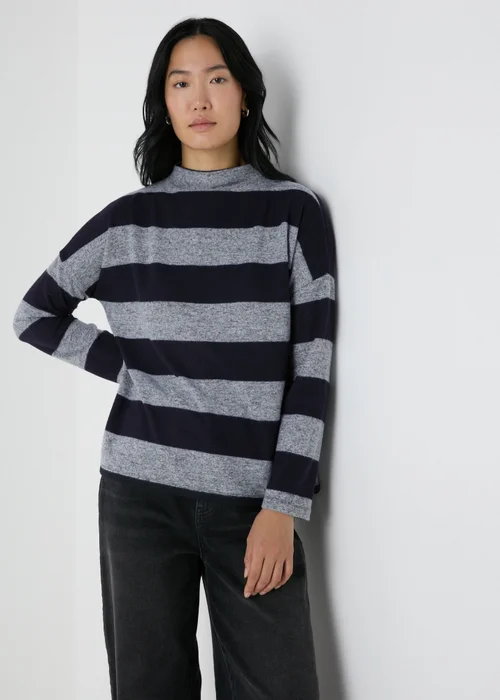 Grey Stripe Soft Touch Jumper - S Image 1