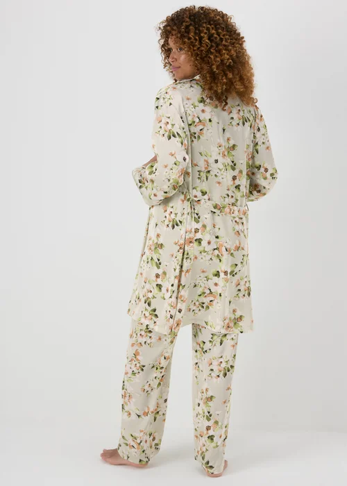 Green Floral Satin Dressing Gown - Size 8 Image 2