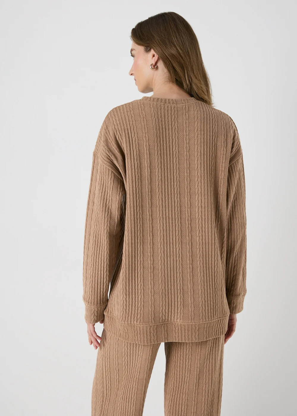 Brown Cable Knit Sweatshirt - S Image 2