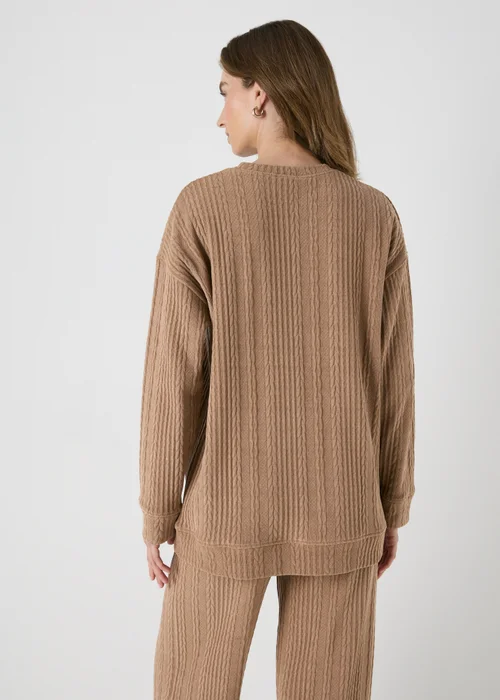Brown Cable Knit Sweatshirt - S Image 2