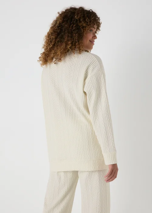 Cream Cable Knit Sweatshirt - Small Image 2