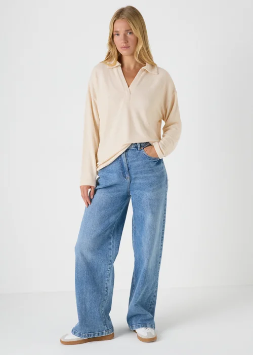 Beige Collared V-Neck Top - S Image 3