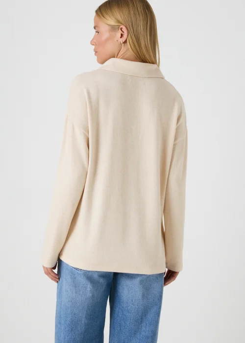 Beige Collared V-Neck Top - S Image 2