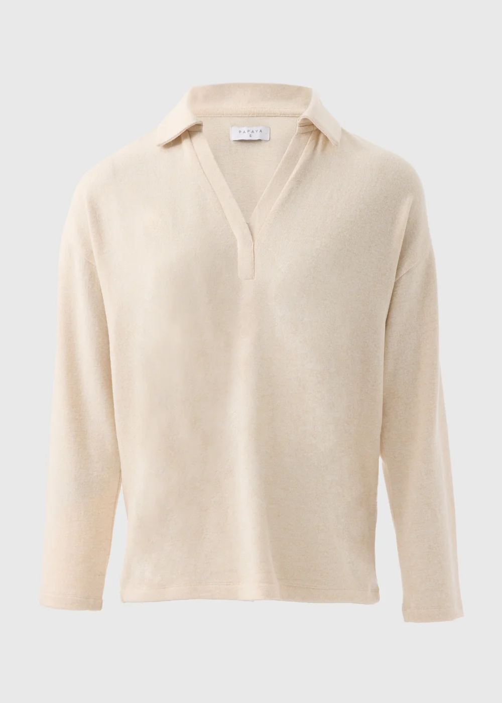 Beige Collared V-Neck Top - S Image 4