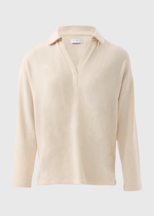 Beige Collared V-Neck Top - S Image 4