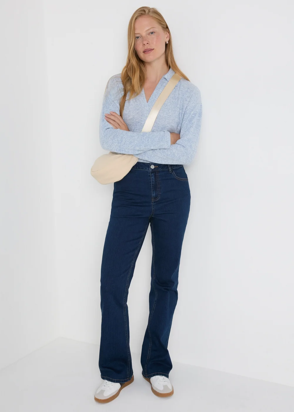 Light Blue Collared V-Neck Top - S Image 3
