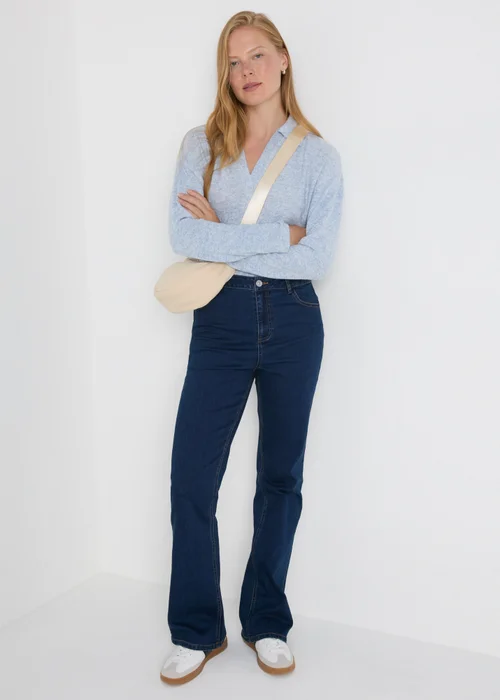 Light Blue Collared V-Neck Top - S Image 3