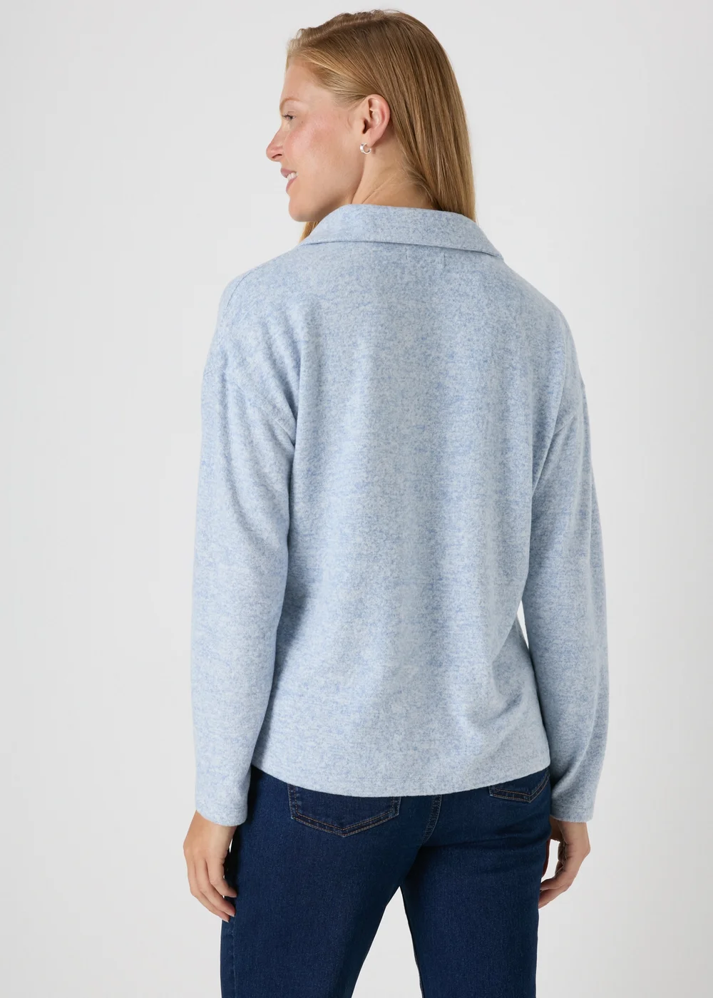 Light Blue Collared V-Neck Top - S Image 2