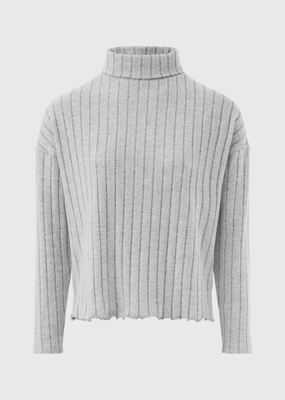 Grey Ribbed Soft Touch High Neck Top - 8 Image 4