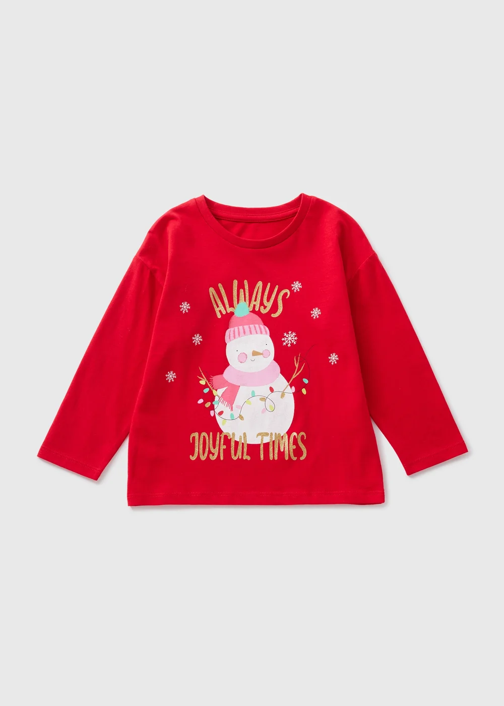 Girls Red Snowman Long Sleeve Top (1-7yrs) - 1 to 1 half years Image 1