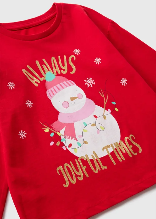 Girls Red Snowman Long Sleeve Top (1-7yrs) - 1 to 1 half years Image 2
