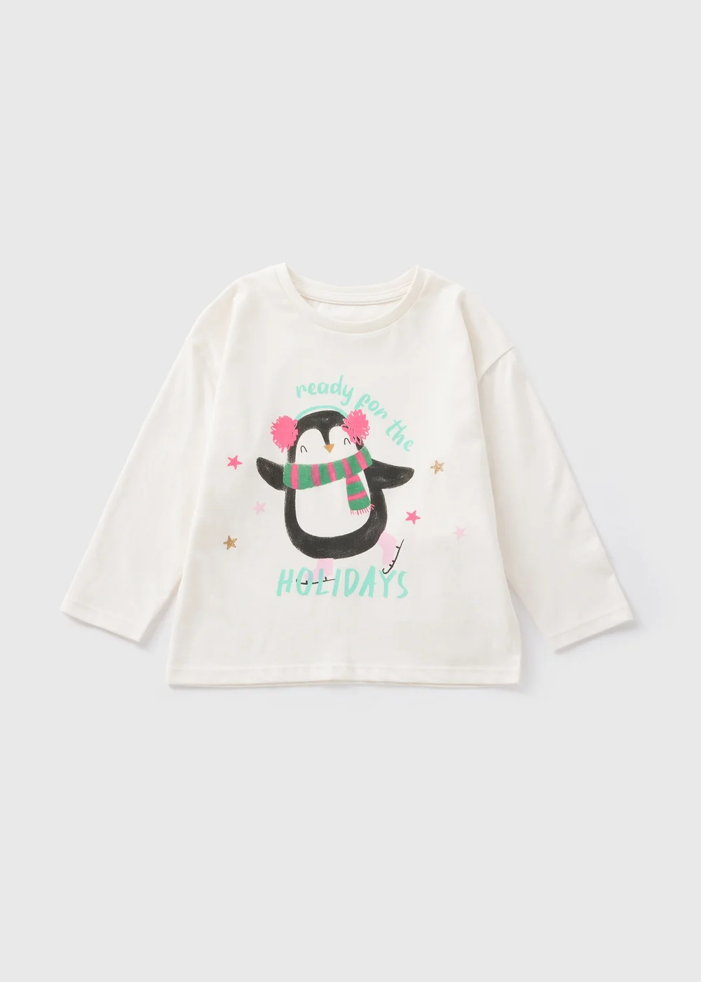 Girls Cream Penguin Long Sleeve Top (1-7yrs) - 1-1.5 Yrs Image 1