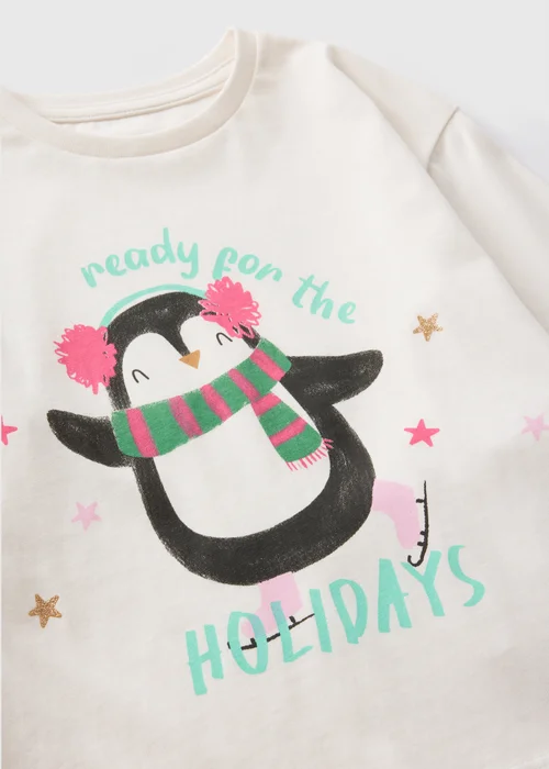 Girls Cream Penguin Long Sleeve Top (1-7yrs) - 1-1.5 Yrs Image 2