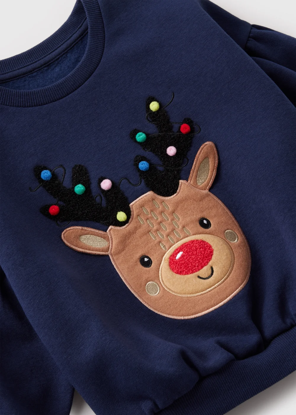 Girls Navy Reindeer Sweatshirt (1-7yrs) - 1-1.5 Yrs Image 2