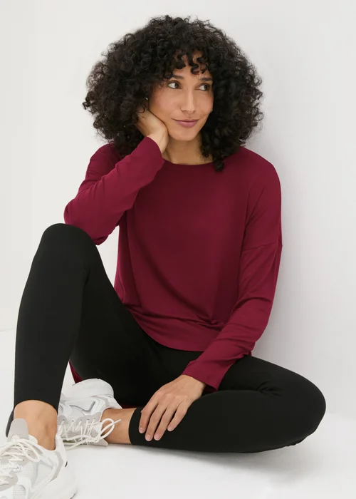 Burgundy Long Sleeve T Shirt - S Image 3