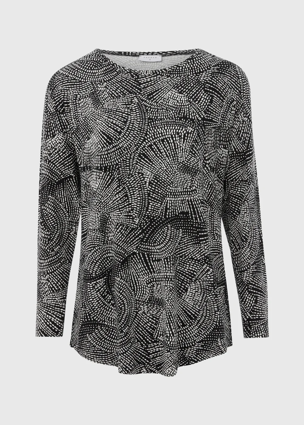 Black Swirl Viscose Longline Top - S Image 3