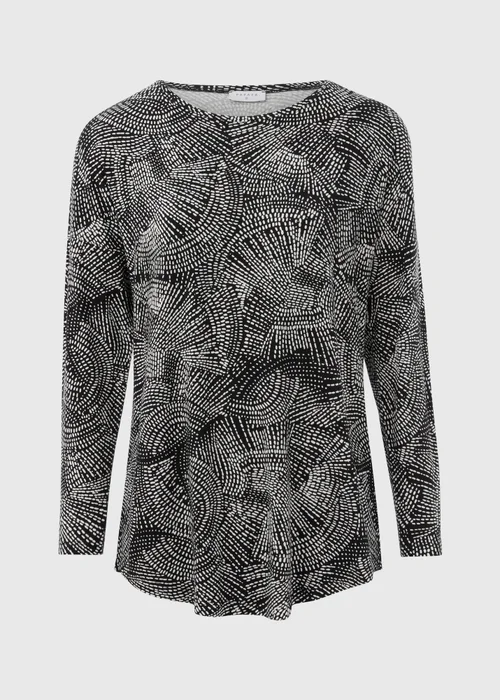 Black Swirl Viscose Longline Top - S Image 3