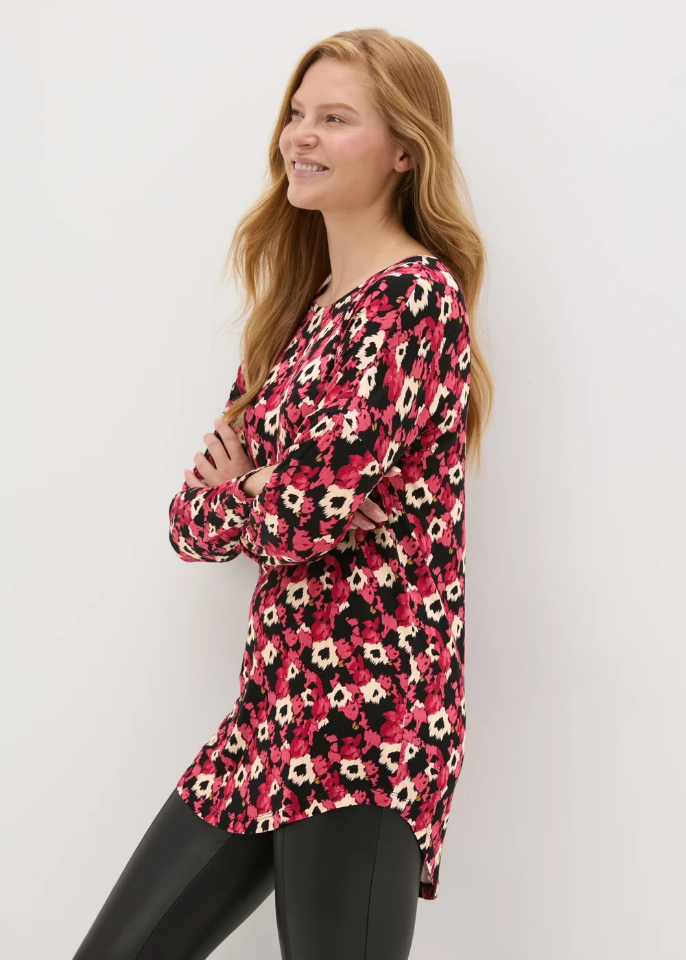 Multicolour Floral Viscose Longline Top - S Image 1