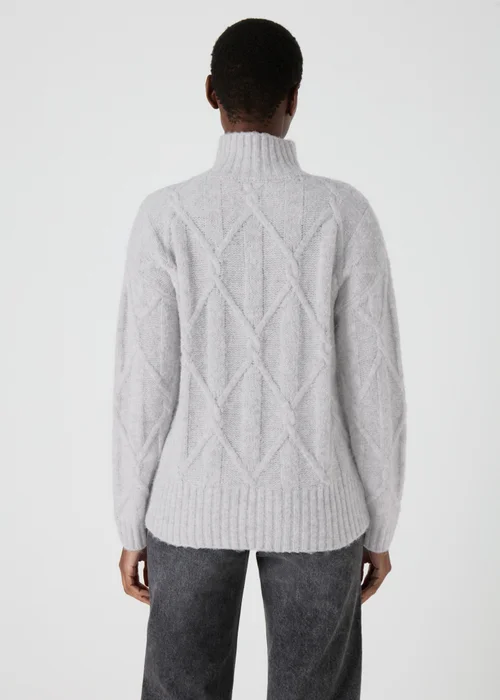 Grey Cable Knit High Neck Jumper - XS Image 2