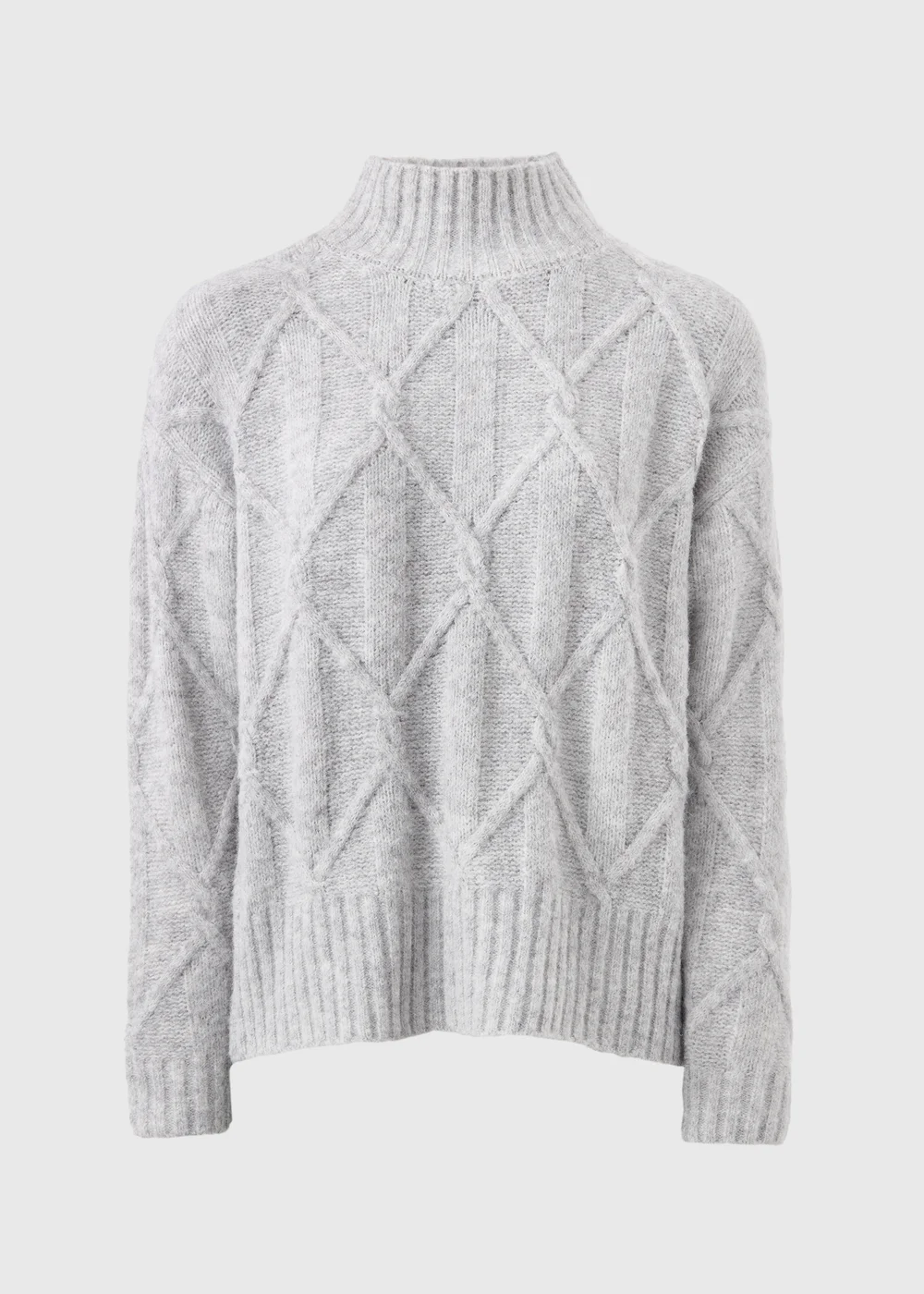 Grey Cable Knit High Neck Jumper - XS Image 4
