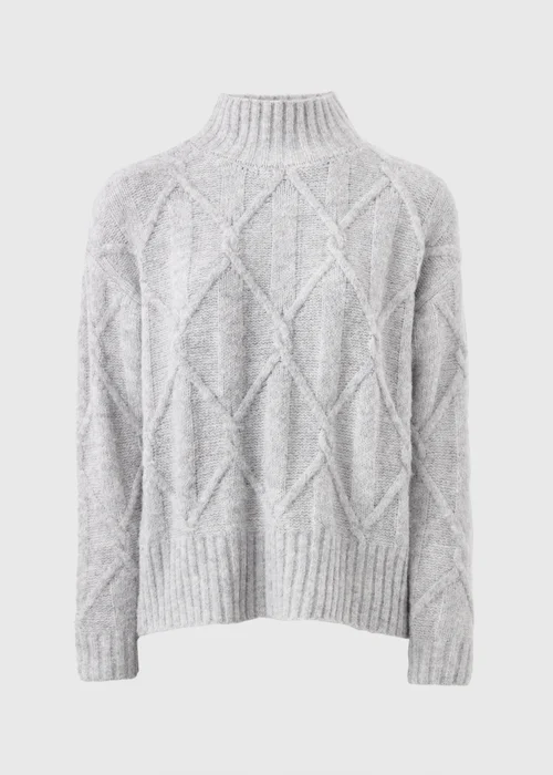 Grey Cable Knit High Neck Jumper - XS Image 4
