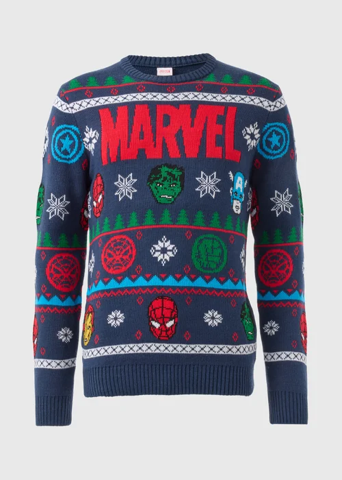 Marvel Navy Christmas Jumper - Small Image 4