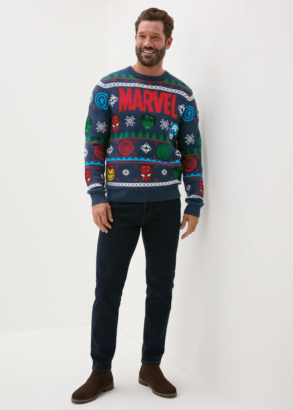 Marvel Navy Christmas Jumper - Small Image 3
