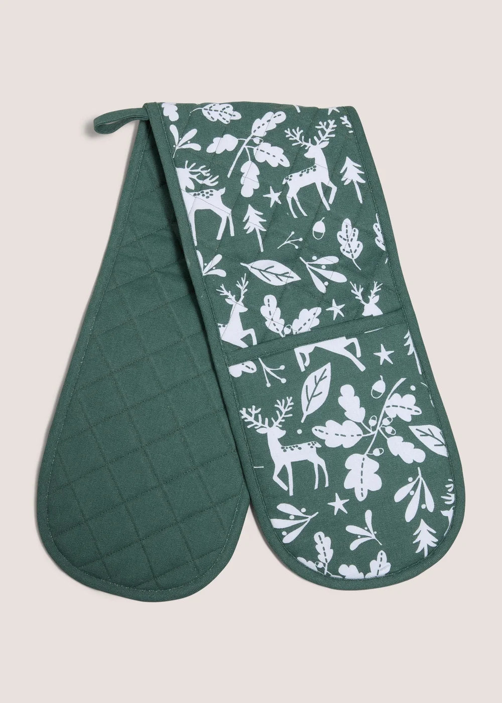 Winter Poem Green Stag Oven Gloves Image 1