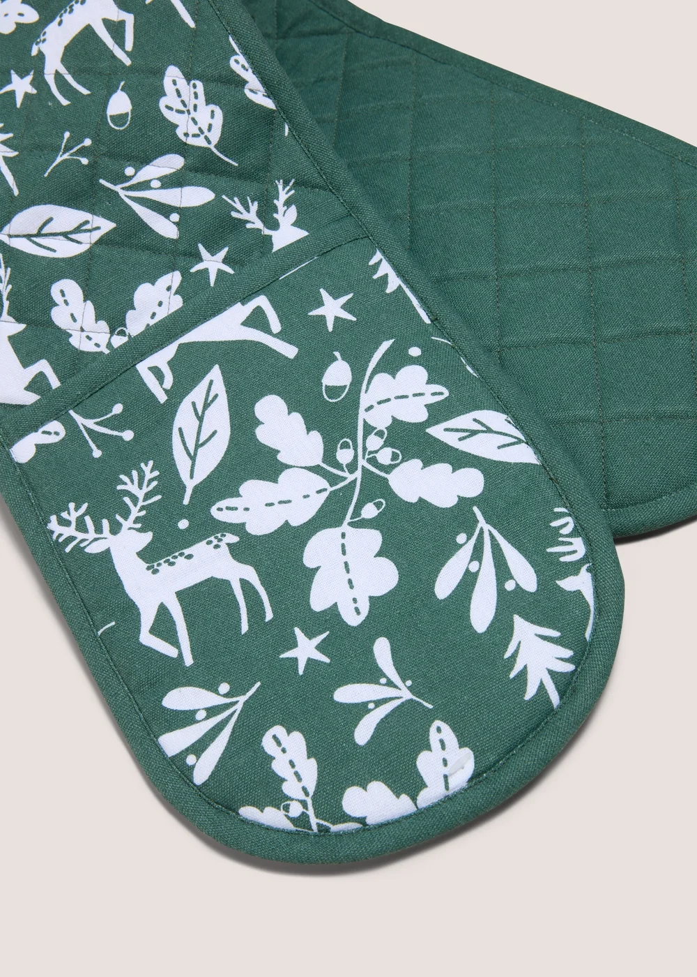 Winter Poem Green Stag Oven Gloves Image 2