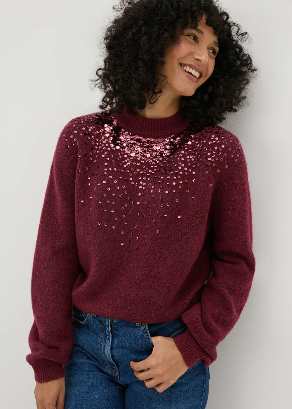 Burgundy Sequin Jumper - XS Image 3