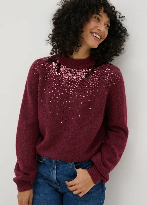 Burgundy Sequin Jumper - XS Image 3