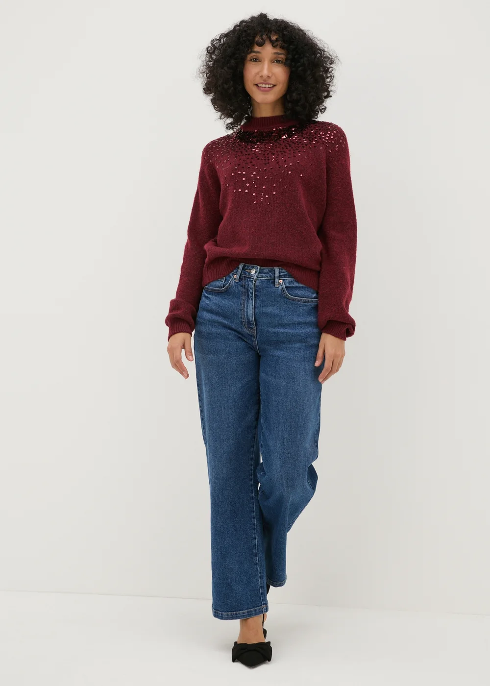 Burgundy Sequin Jumper - XS Image 1