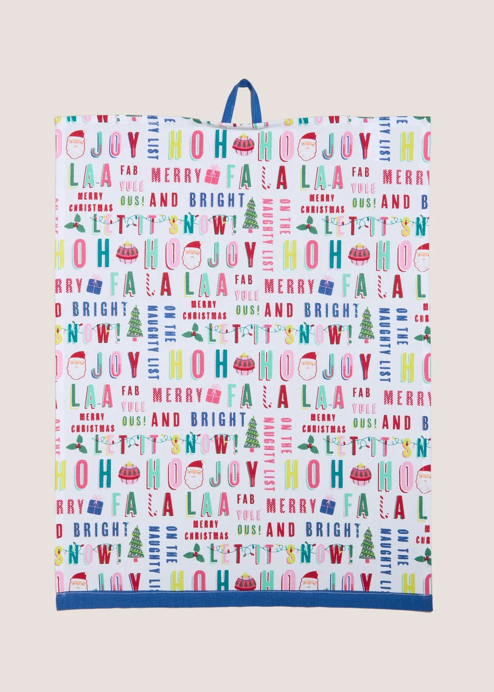 Multi Joyful Slogan Tea Towel Image 1