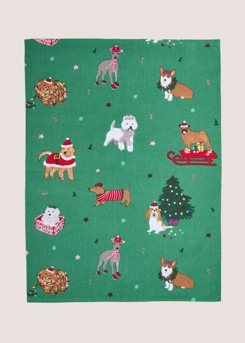 Christmas Dog Tea Towel Image 1