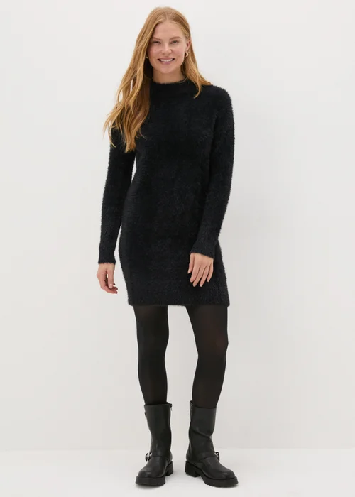 Black Feather Yarn Jumper Mini Dress - XS Image 1