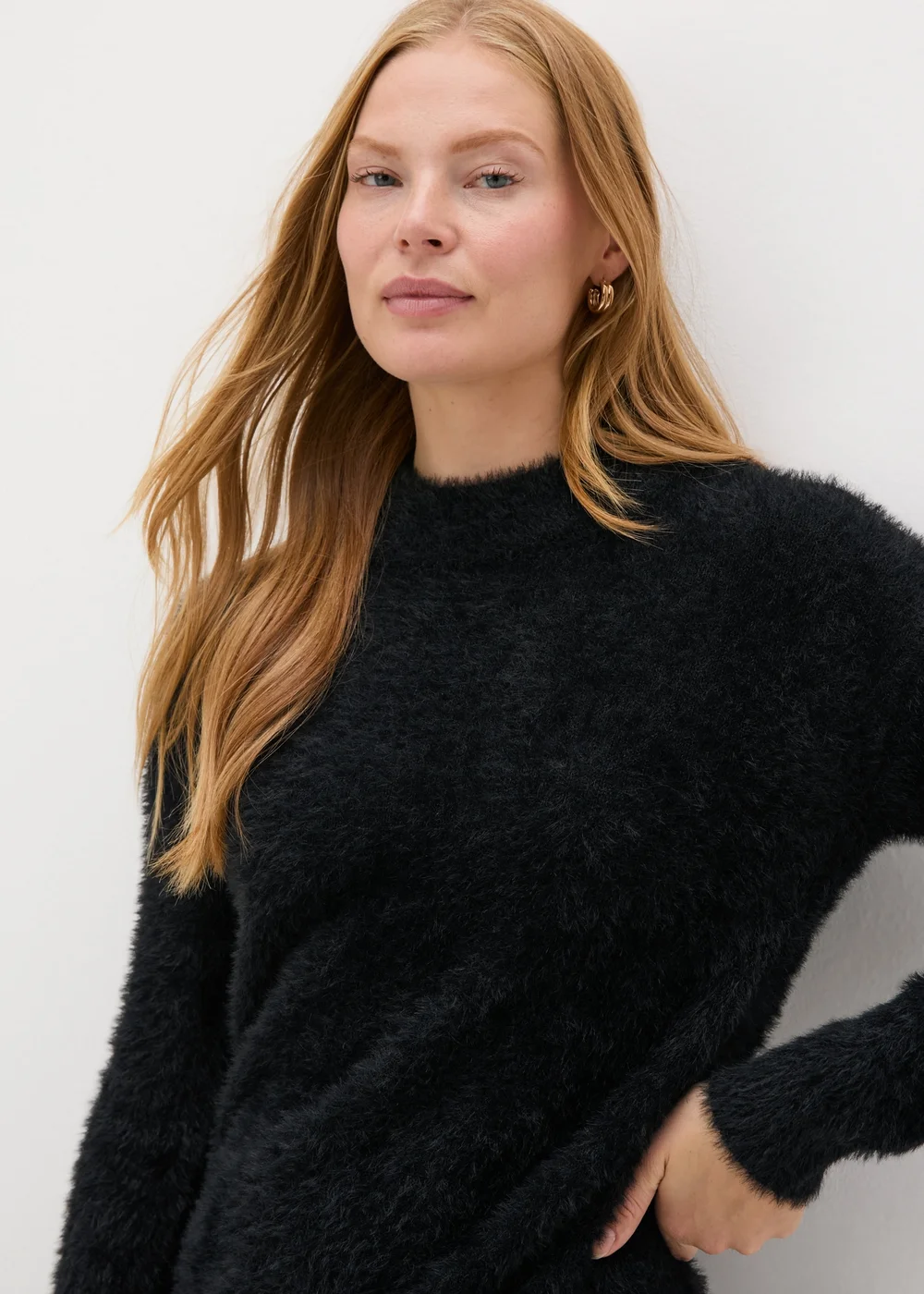 Black Feather Yarn Jumper Mini Dress - XS Image 3