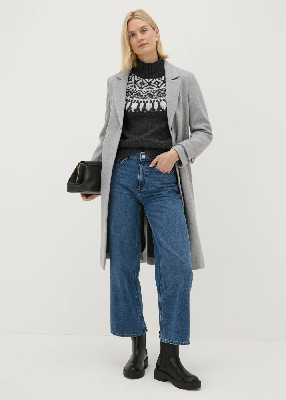 Charcoal Fairisle Jumper - XS Image 3