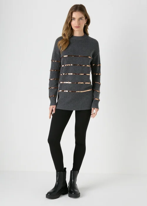 Charcoal Sequin Stripe Tunic - XS Image 3