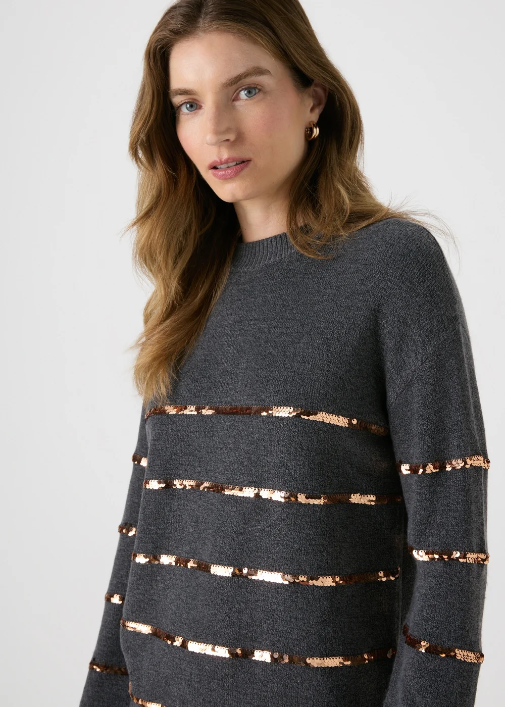 Charcoal Sequin Stripe Tunic - XS Image 1