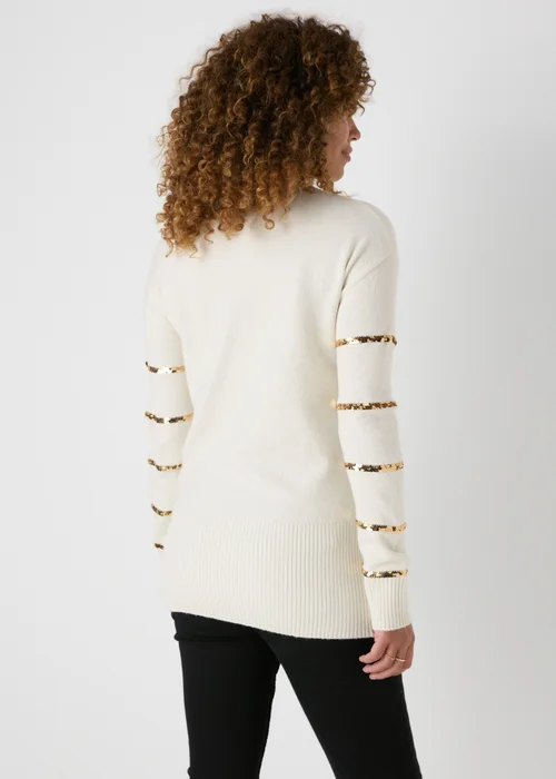 Cream Sequin Stripe Tunic - XS Image 2