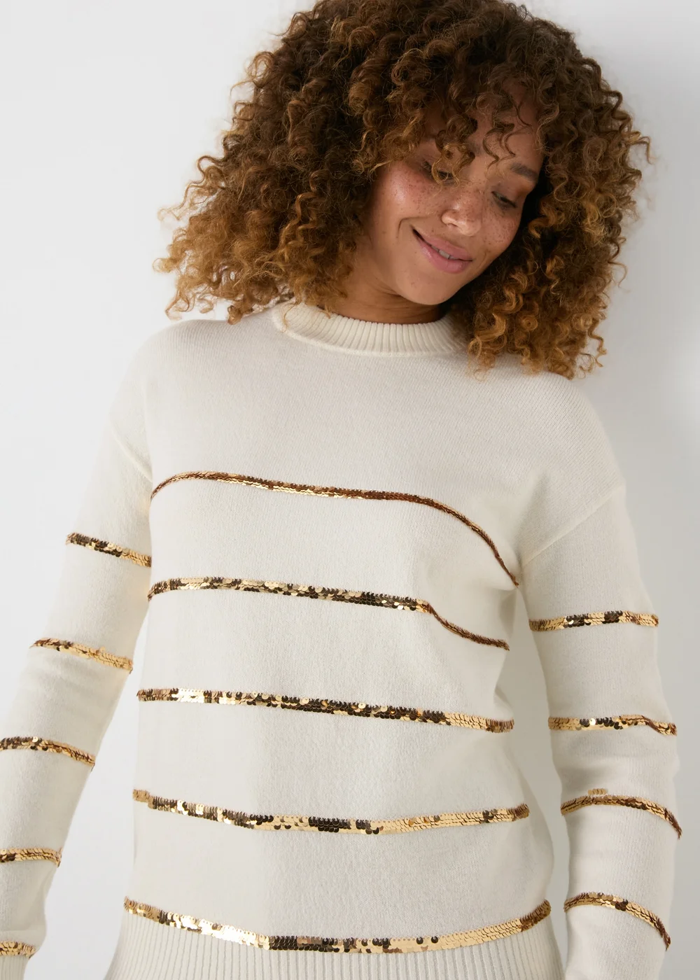 Cream Sequin Stripe Tunic - XS Image 3