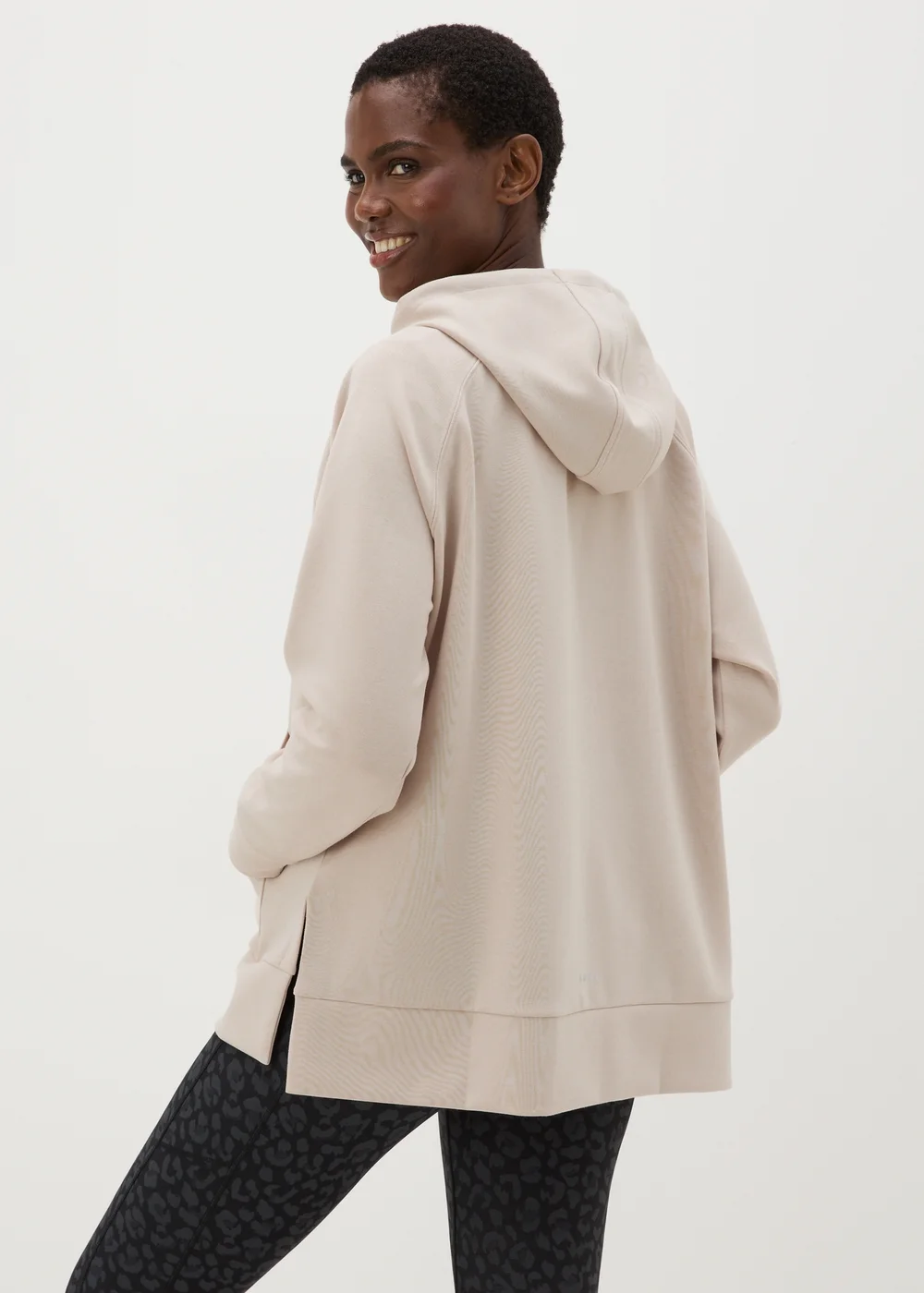 Souluxe Cream Contrast Longline Hoodie - S Image 2