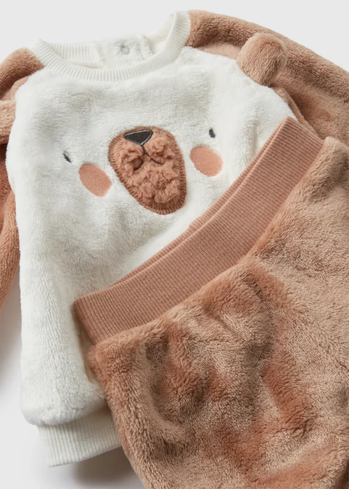 Baby Brown Bear Fleece Jumper & Bottoms (Newborn-23mths) - Age 0 - 3 Months Image 2