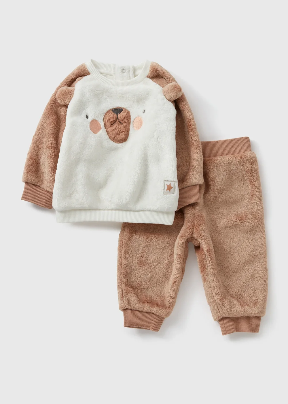 Baby Brown Bear Fleece Jumper & Bottoms (Newborn-23mths) - Age 0 - 3 Months Image 1