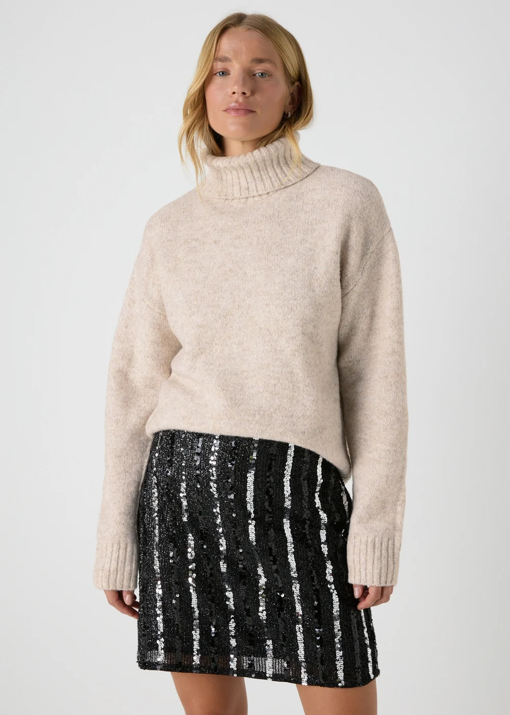 Oatmeal Roll Neck Jumper - XS Image 1