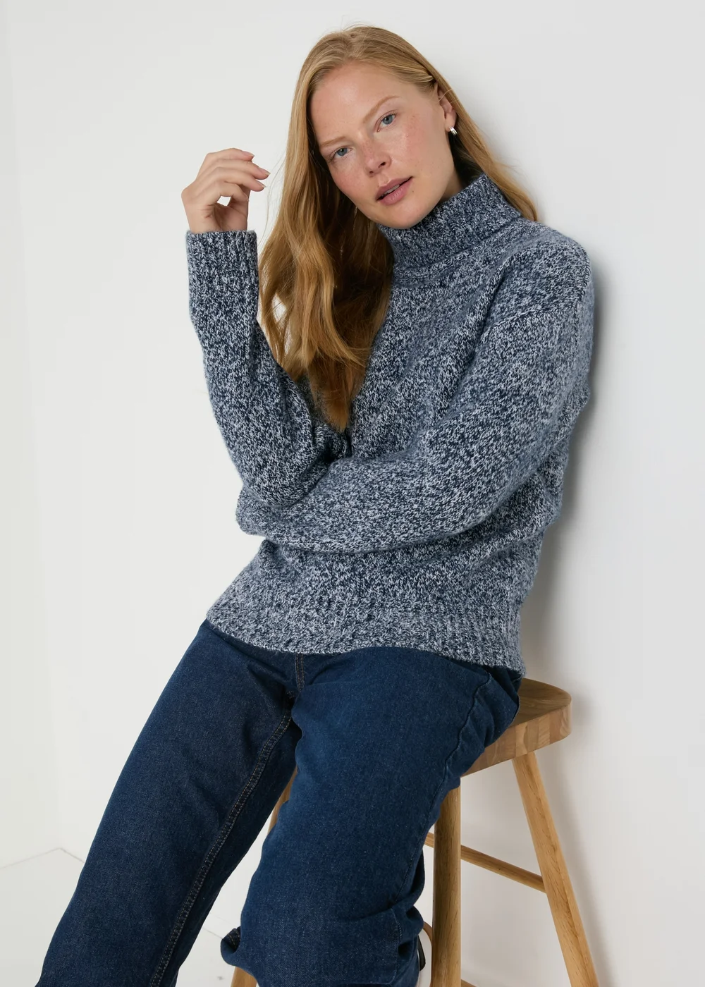 Blue Roll Neck Jumper - XS Image 3